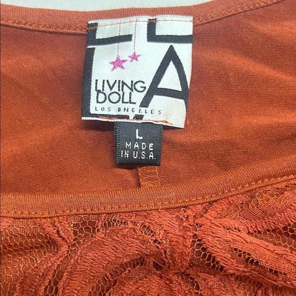 Living Doll Rust Lace Blouse - Picture 2 of 3